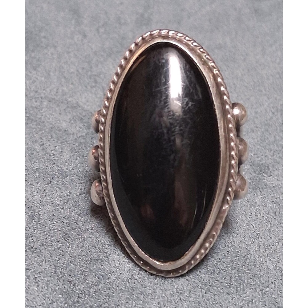 Vintage Southwestern Sterling Onyx Ring Size 7